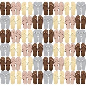 Metallic flip flops in various sizes